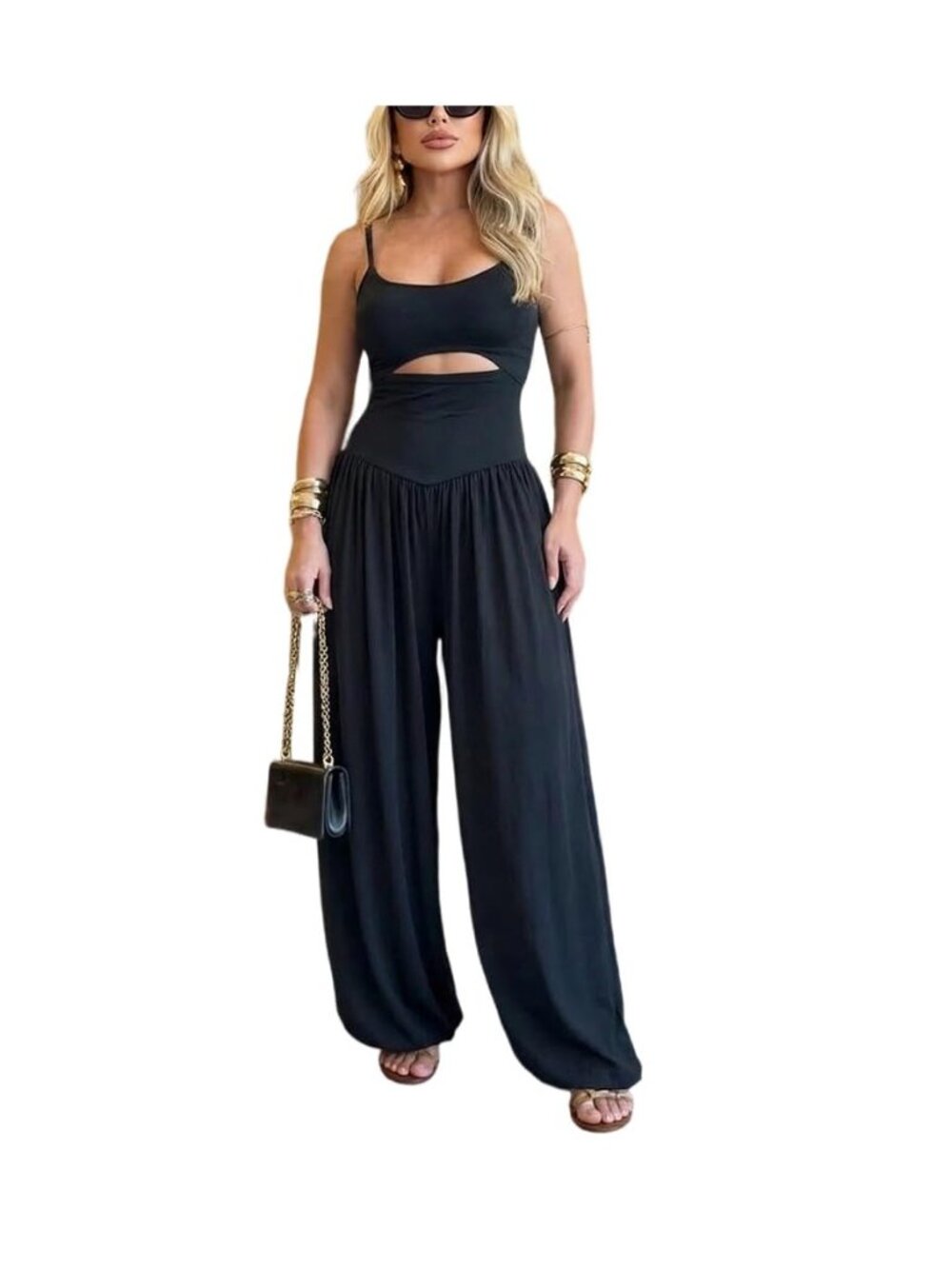 Women's Cutout Backless Sleeveless Wide Leg Jumpsuit
